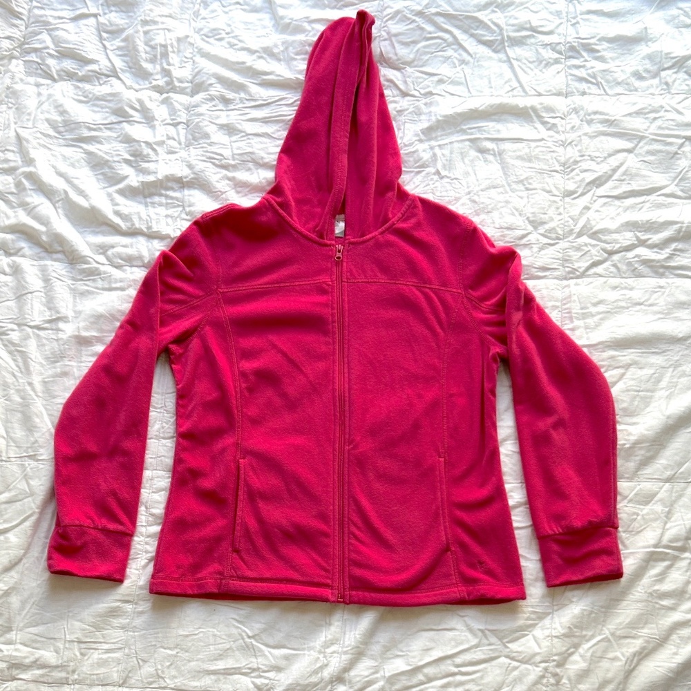 Danskin Now Hot Pink Fleece Hooded Jacket Size Large